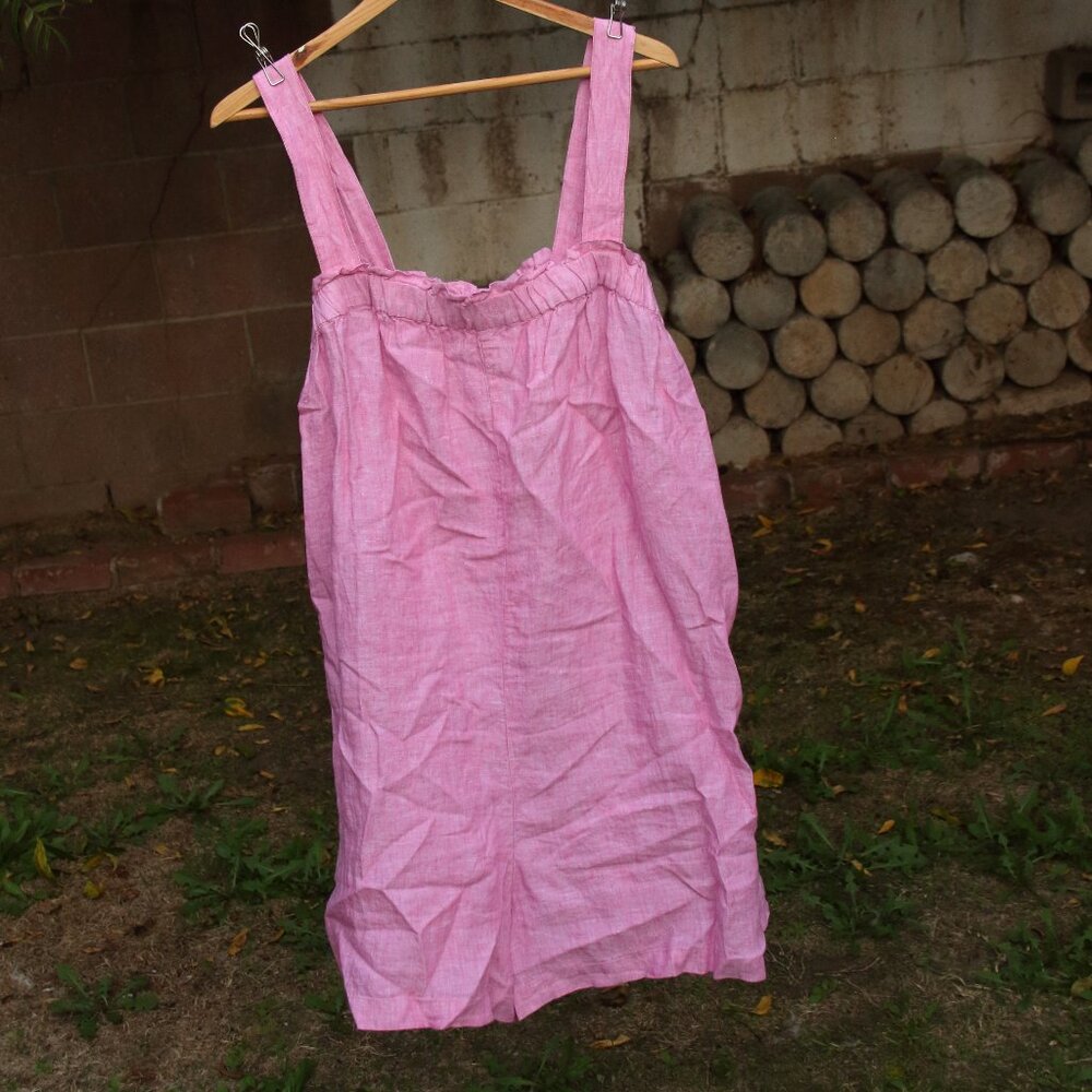 J. Crew Relaxed Linen Romper in Pink XL